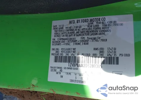 2013 Ford Mustang V6 from USA, damaged, VIN 1ZVBP8AM2D5280305